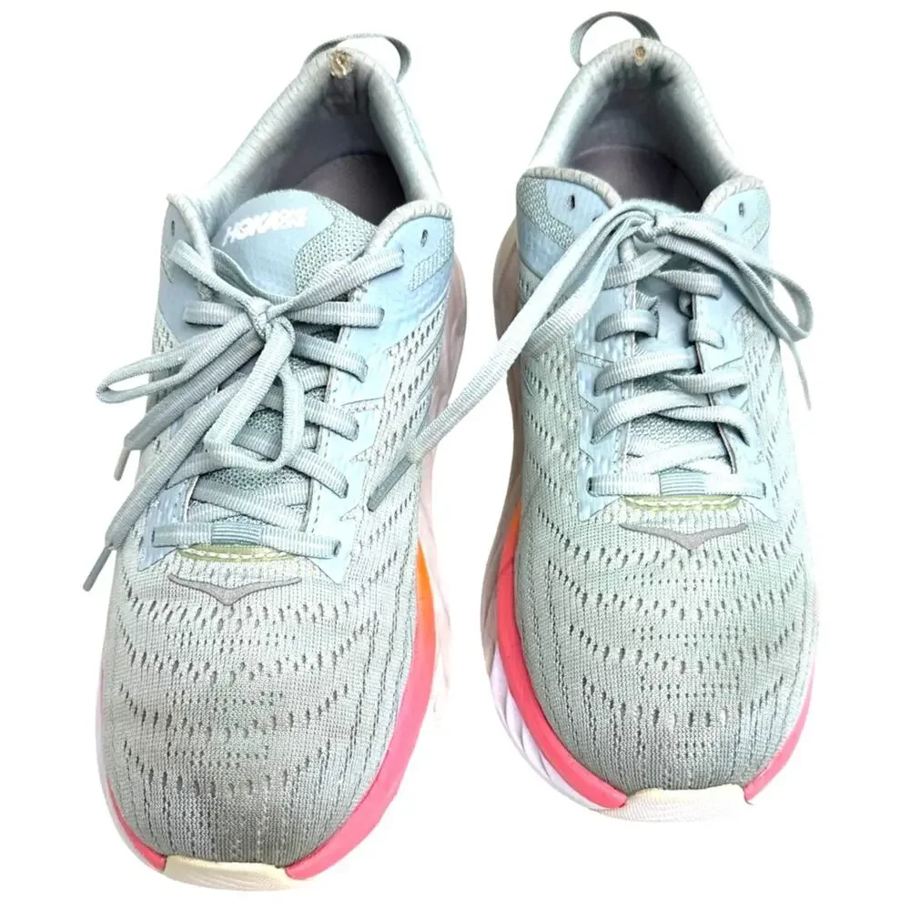 HOKA Arahi 4 Running Shoes Gray Orange Pink Women's US 9 EU 41 1/3 Stability